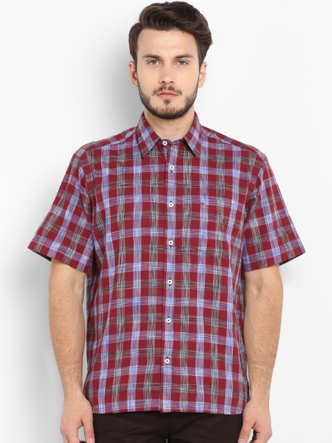 

ColorPlus Men Red & Blue Regular Fit Checked Casual Shirt