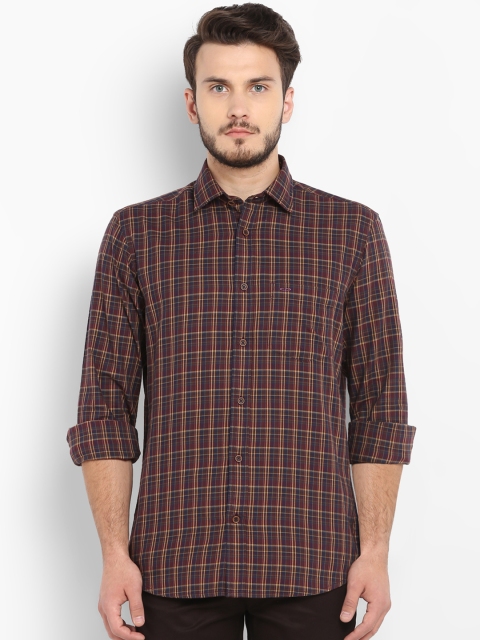 

ColorPlus Men Maroon & Yellow Tailored Fit Checked Casual Shirt