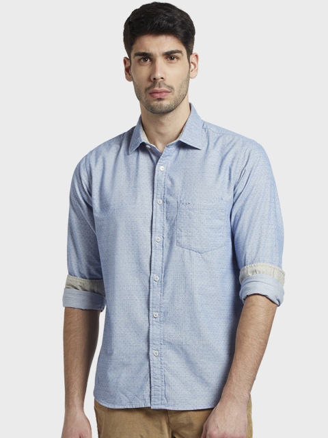 

ColorPlus Men Blue Tailored Fit Solid Casual Shirt