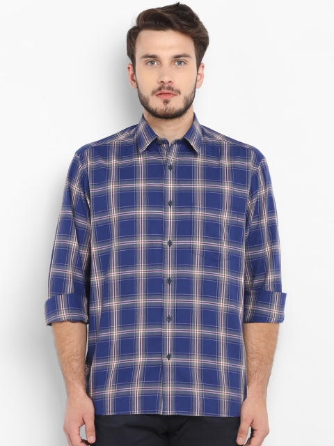 

ColorPlus Men Blue & White Regular Fit Checked Casual Shirt