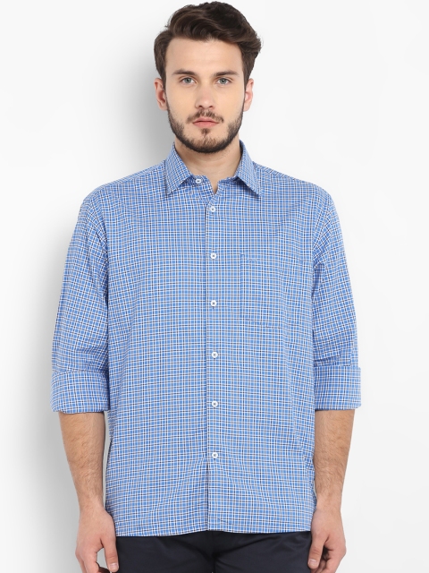 

ColorPlus Men Blue & White Regular Fit Checked Casual Shirt