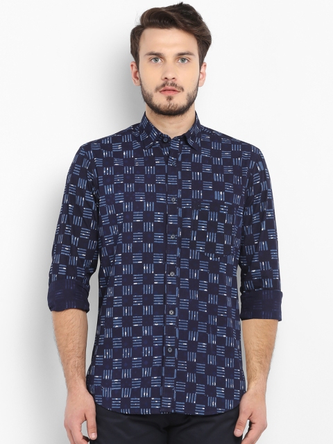 

ColorPlus Men Blue Tailored Fit Printed Casual Shirt