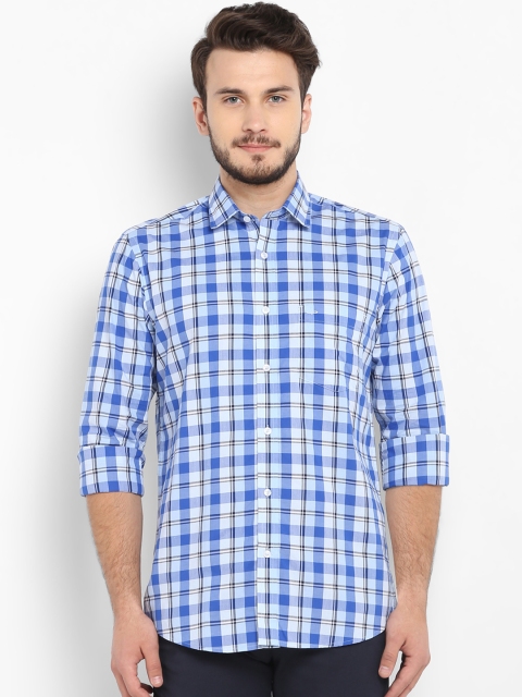 

ColorPlus Men Blue & White Tailored Fit Checked Casual Shirt