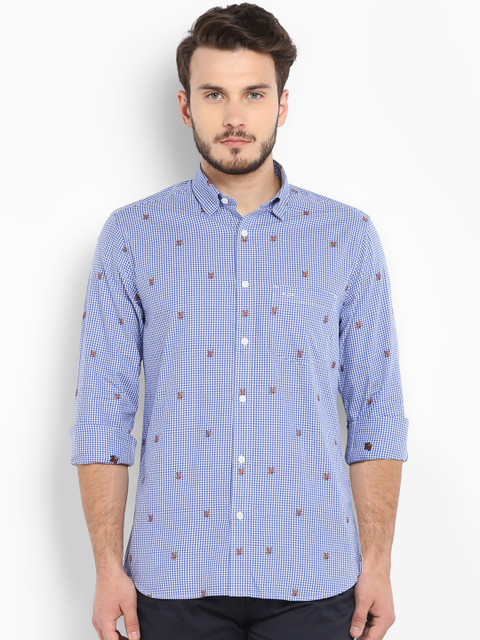 

ColorPlus Men Blue Tailored Fit Printed Casual Shirt