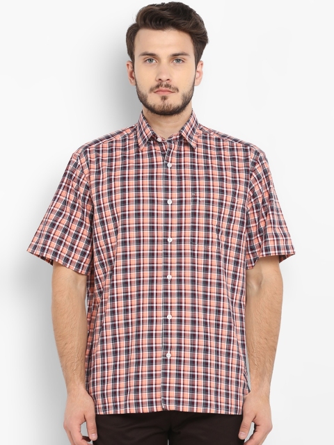 

ColorPlus Men Orange Regular Fit Checked Casual Shirt