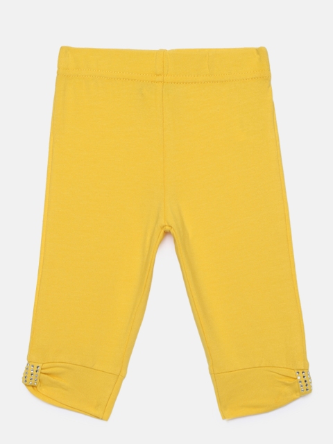 

Peppermint Girls Yellow Solid Leggings