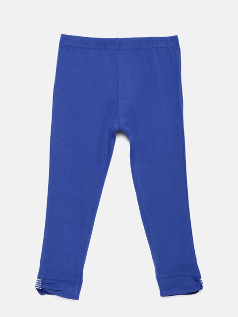 

Peppermint Girls Blue Solid 3/4Th Length Leggings