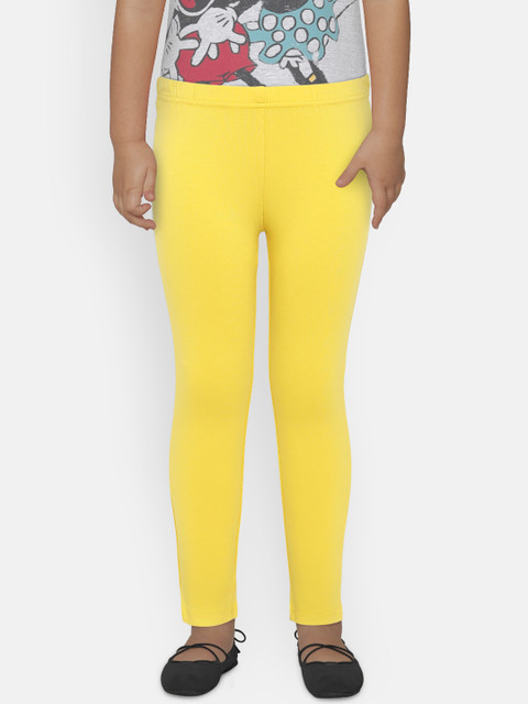 

Peppermint Girls Yellow Solid Leggings