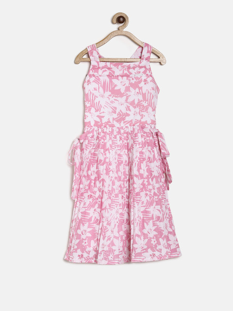 

Peppermint Girls Pink Printed Fit and Flare Dress