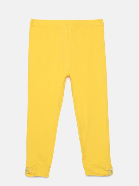 

Peppermint Girls Yellow Solid 3/4th Length Leggings