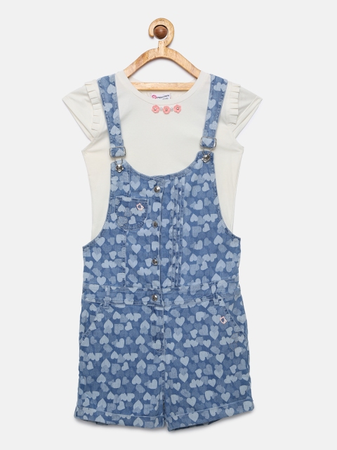 

Peppermint Girls Blue & White Denim Dungarees with Tops