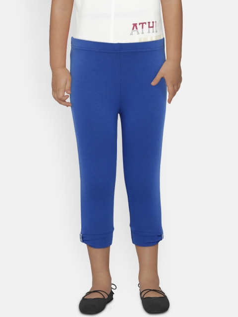 

Peppermint Girls Blue Solid Leggings