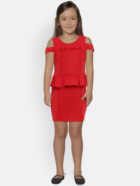 

Peppermint Girls Red ITALIAN QUEEN Self Design Peplum Dress