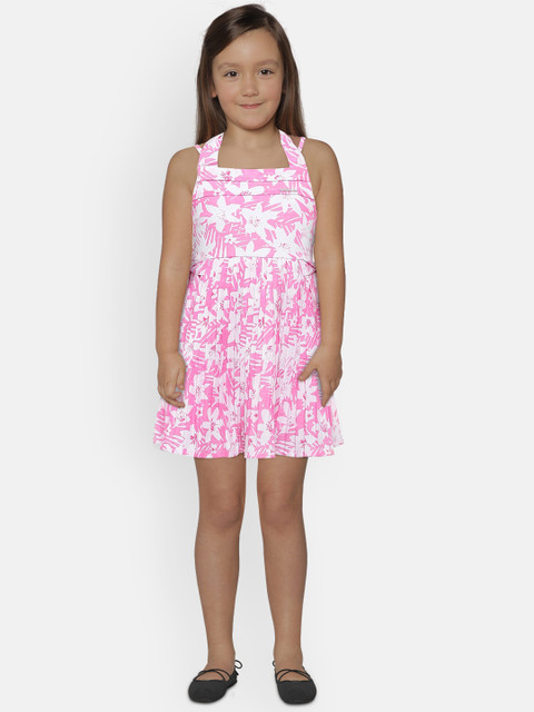 

Peppermint Girls Pink & White Printed Fit and Flare Dress