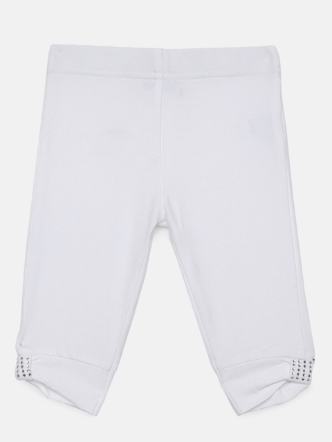 

Peppermint Girls White Solid Leggings, Off white