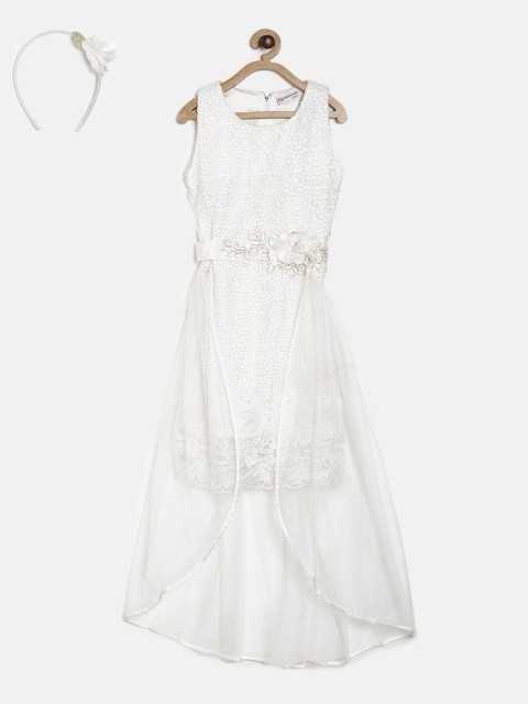 

Peppermint Girls Off-White Solid A-Line Dress