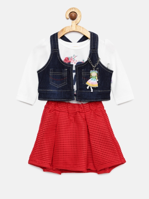 

Peppermint Girls Top and Skirt Set With Waistcoat, Red