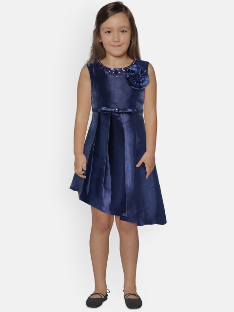 

Peppermint Girls Navy Blue Embellished Fit and Flare Dress with a Sling Bag