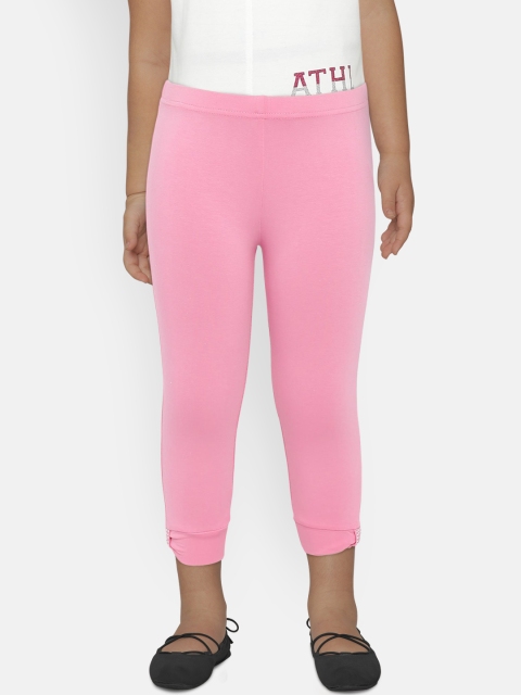 

Peppermint Girls Pink Three-Fourth Length Leggings