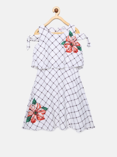 

Peppermint Girls Off-White Checked Fit and Flare Dress