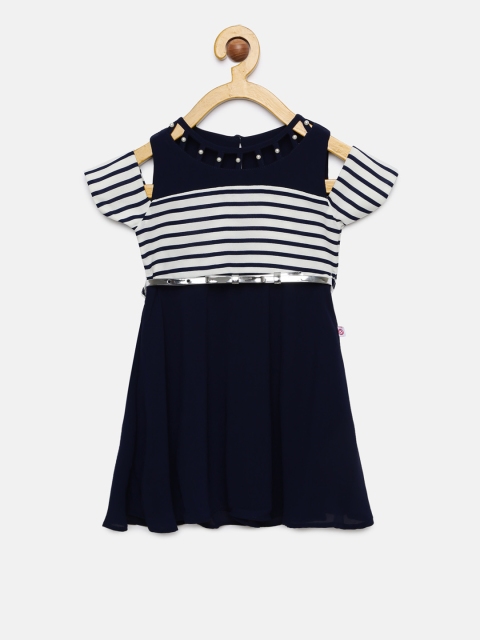 

Peppermint Girls Navy Blue Fit and Flare Dress