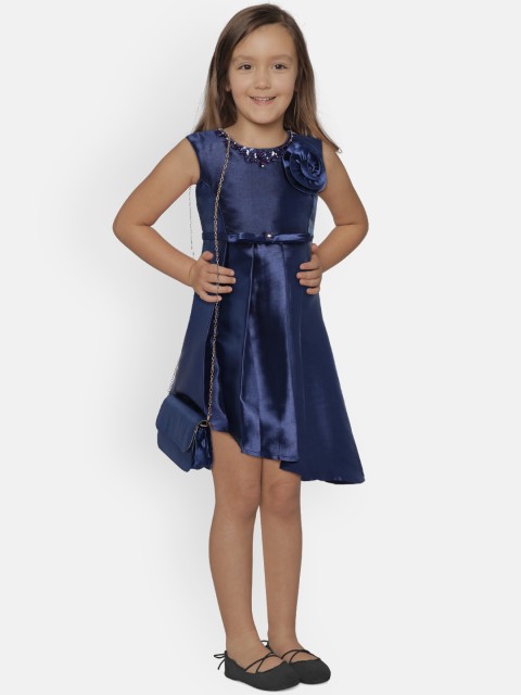 

Peppermint Girls Navy Blue Embellished Fit and Flare Dress