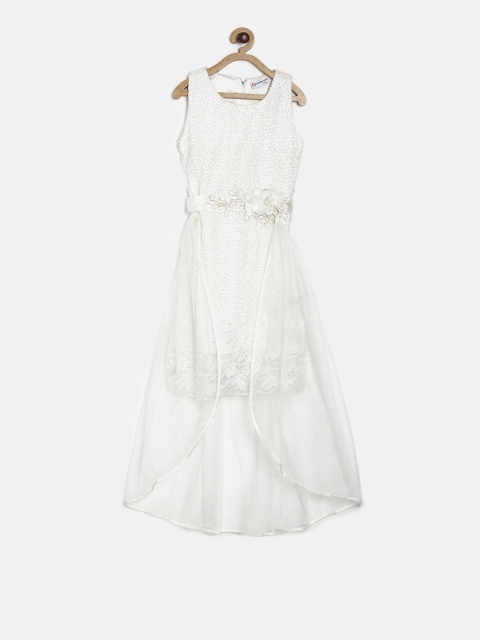 

Peppermint Girls Off-White Self Design A-Line Dress