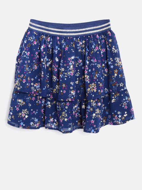 

MONSOON CHILDREN Girls Navy Blue Printed Flared Skirt