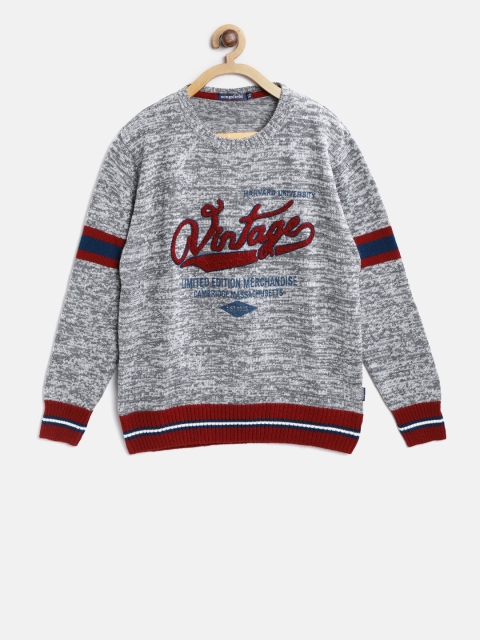 

Wingsfield Boys Grey Melange Applique Pullover
