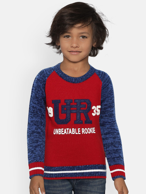 

Wingsfield Boys Red & Blue Self Design Pullover