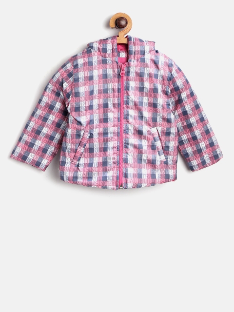 

Wingsfield Girls Pink & Navy Checked Hooded Padded Jacket