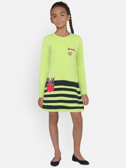

UFO Girls Lime Green Printed A-Line Dress