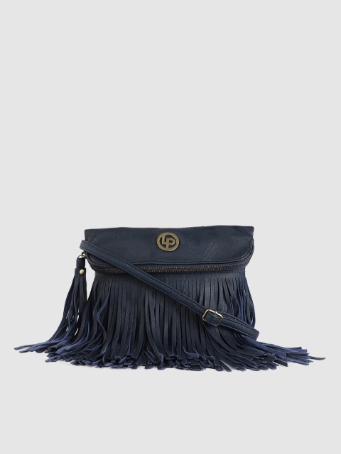 Lino Perros Navy Blue Fringed Sling Bag