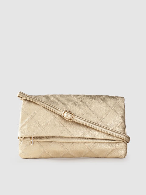 

Lino Perros Gold-Toned Textured Structured Fold-Over Sling Bag