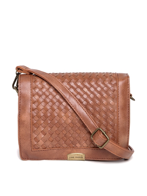 

Lino Perros Tan Brown Basketweave Texture Sling Bag