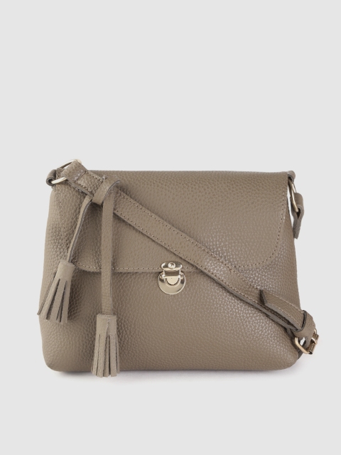 

Lino Perros Olive Green Solid Sling Bag with Tassel Detail