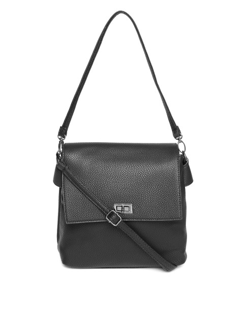 

Lino Perros Black Solid Shoulder Bag with Detachable Sling Strap