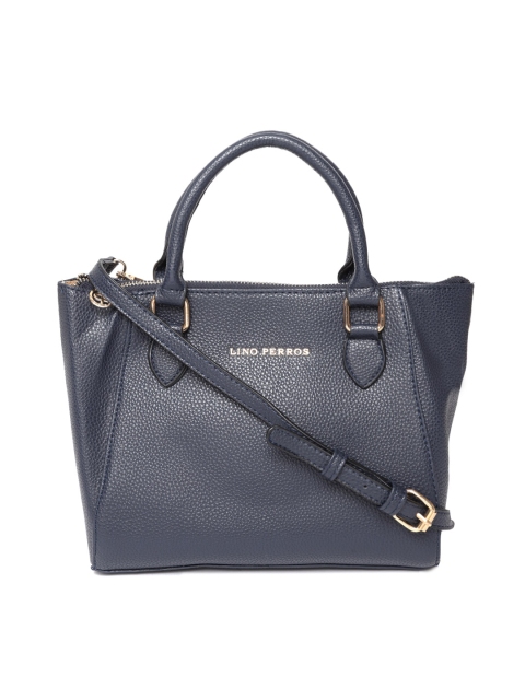 

Lino Perros Navy Blue Solid Handheld Bag with Detachable Sling Strap