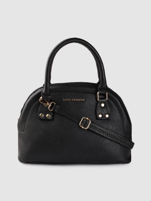 

Lino Perros Black Saffiano Textured Structured Handheld Bag