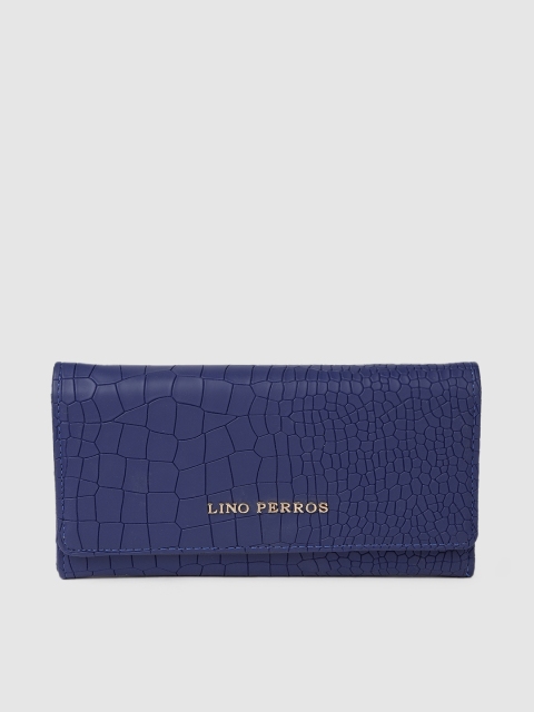 

Lino Perros Women Blue Textured Three Fold Wallet