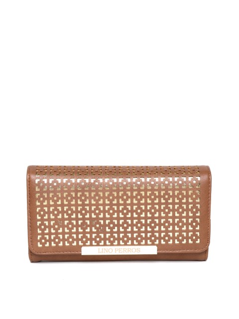 

Lino Perros Women Brown Solid Cut Work Three Fold Wallet