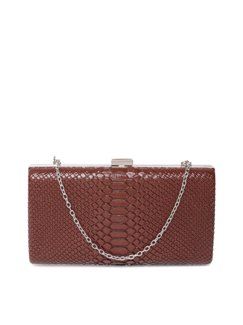 

Lino Perros Brown Snakeskin Textured Clutch with Detachable Sling Strap