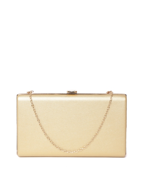 

Lino Perros Gold-Toned Solid Clutch with Detachable Sling Strap