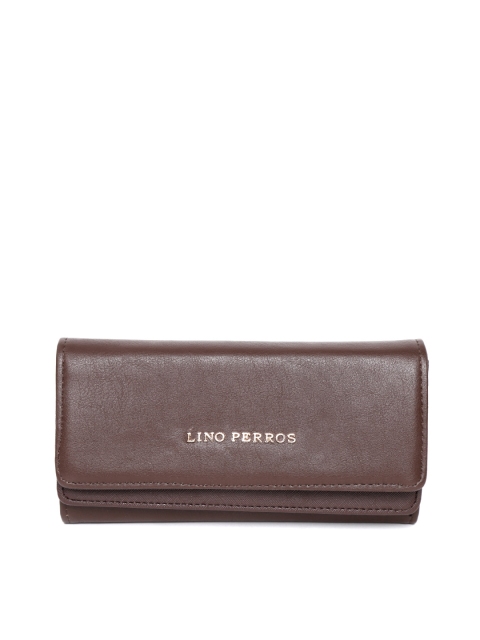 

Lino Perros Women Brown Solid Three Fold Wallet
