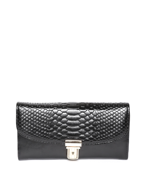 

Lino Perros Women Black Snakeskin Textured Three Fold Wallet