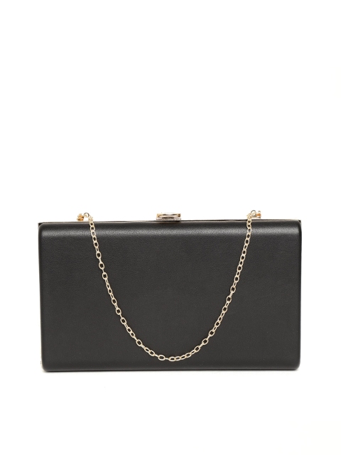 

Lino Perros Black Solid Clutch with Detachable Sling Strap