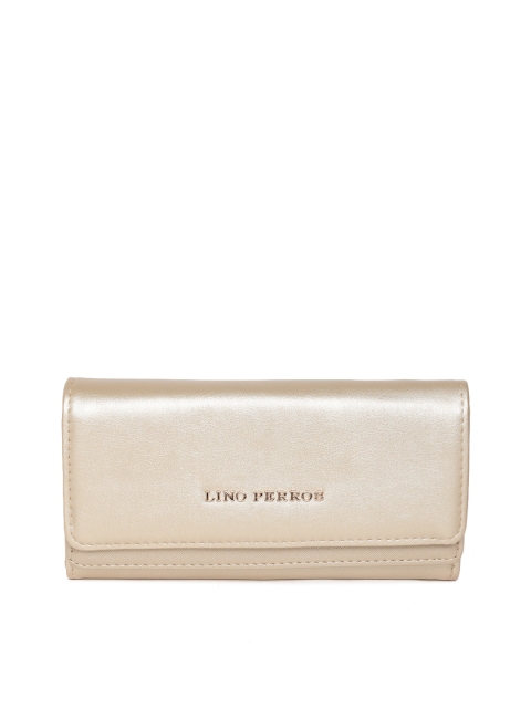 

Lino Perros Women Gold-Toned Solid Three Fold Wallet