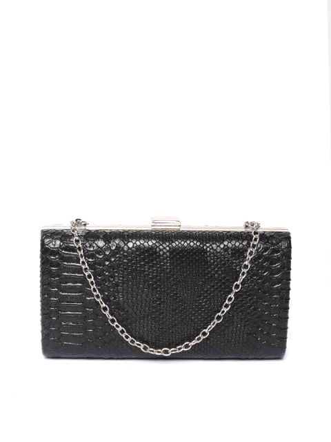

Lino Perros Black Snakeskin-Textured Box Clutch