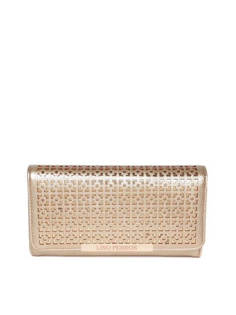 

Lino Perros Women Gold-Toned Laser Cut Three Fold Wallet