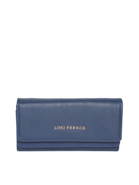 

Lino Perros Women Navy Blue Solid Three Fold Wallet